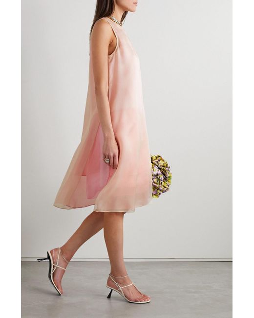Lafayette 148 New York Pink Layered Color-block Silk-organza Dress