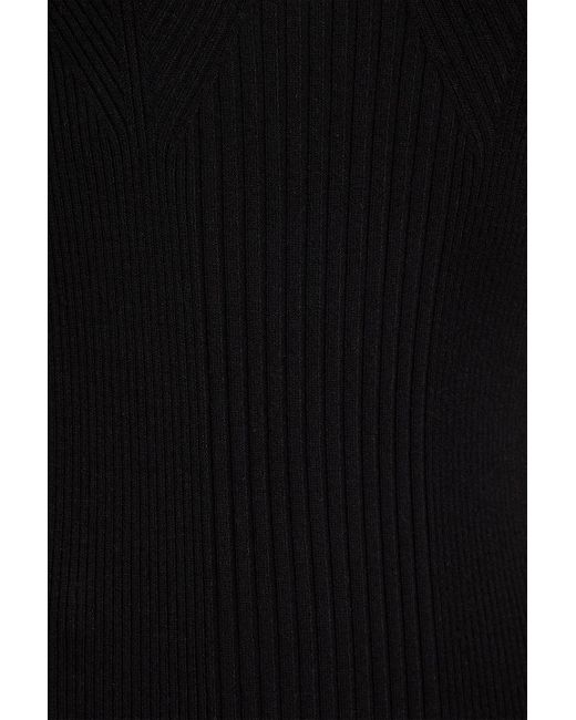 REMAIN Birger Christensen Black Ribbed-knit Midi Dress