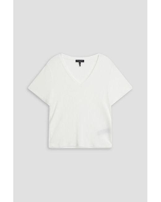 Rag & Bone White Luca Ribbed Modal-Blend Jersey T-Shirt