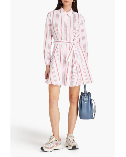 Claudie Pierlot Pink Striped Cotton And Lyocell Blend-poplin Shirt Dress