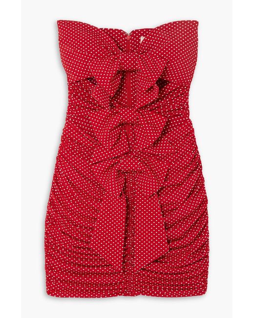 Alexandre Vauthier Red Strapless Bow-detailed Cutout Polka-dot Stretch-jersey Mini Dress