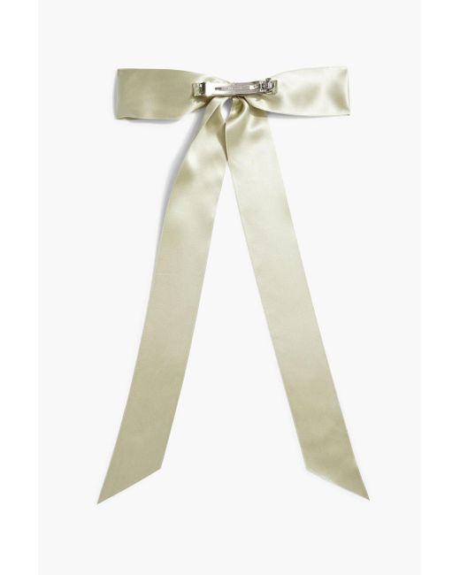 Jennifer Behr White Darla Silk-Satin Bow Hair Clip