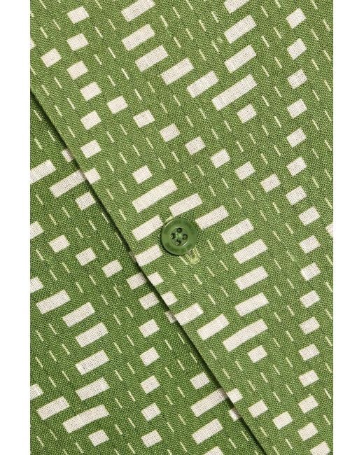 Frescobol Carioca Green Printed Linen Shirt for men