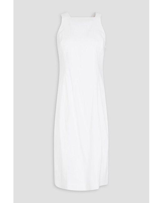 Theory White X-racer Linen-blend Midi Dress