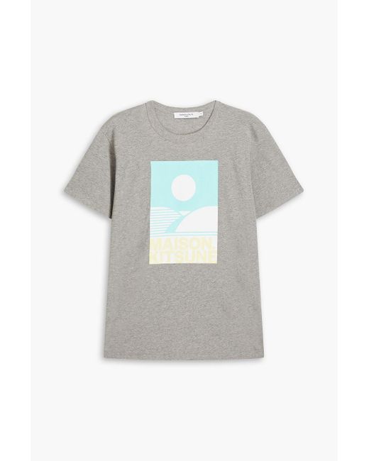 Maison Kitsuné Gray Printed Cotton-jersey T-shirt for men