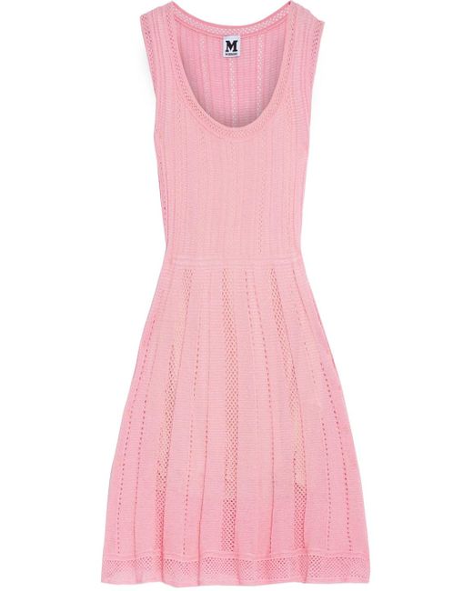 M Missoni Synthetic Pleated Pointelle-knit Mini Dress in Pink - Lyst