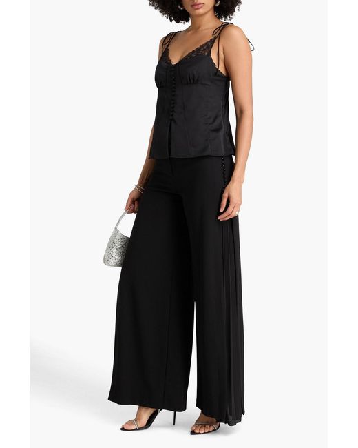 Jonathan Simkhai Black Hose "blossom" aus crêpe mit weitem bein und falten