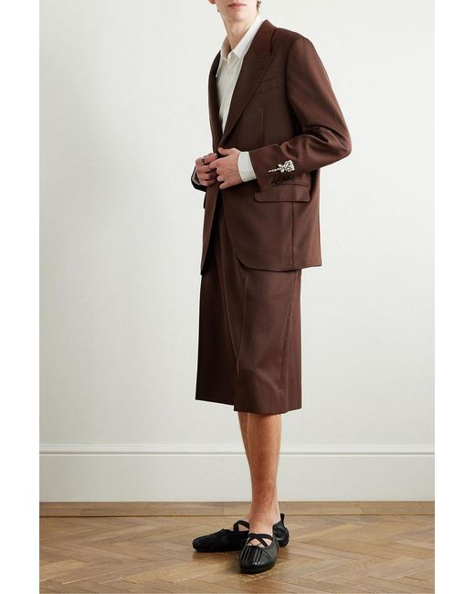 Simone Rocha Brown Embellished Twill Blazer for men