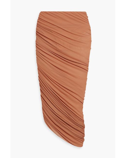 Norma Kamali Orange Diana Ruched Stretch-mesh Maxi Skirt