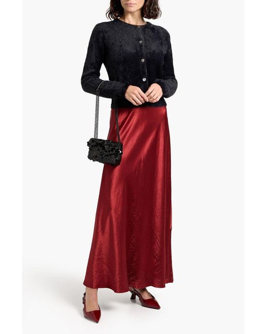 Vince Red Crinkled-satin Maxi Skirt