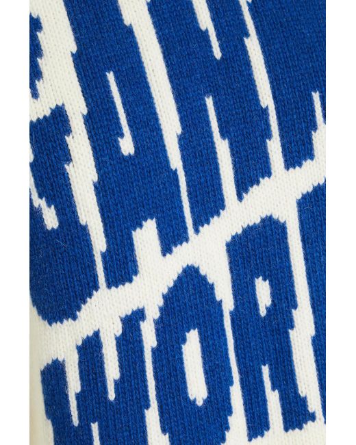 Ganni Blue Egret Intarsia-knit Sweater