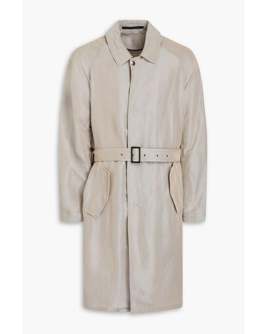 Giorgio Armani White Belted Linen-Blend Twill Trench Coat for men