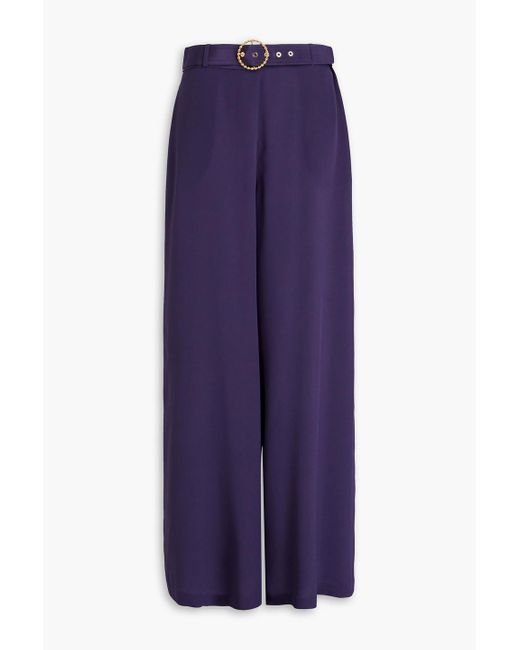 Zimmermann Purple Silk Crepe De Chine Wide-leg Pants
