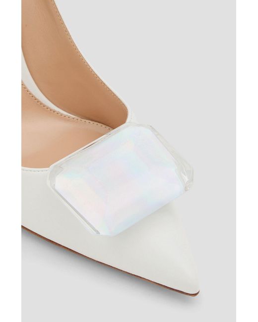 Gianvito Rossi White Jaipur Embellished Leather Pumps
