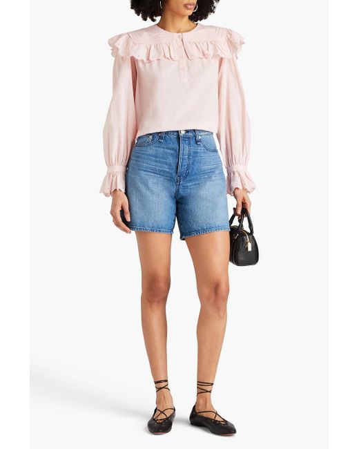 Claudie Pierlot Pink Ruffled Broderie Anglaise Cotton Top