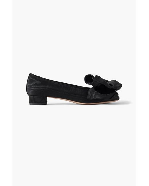 Loeffler Randall Black Noa Bow-Embellished Moire Point-Toe Flats