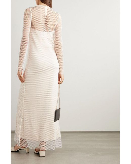 Totême  White Layered Lace And Crepe Gown