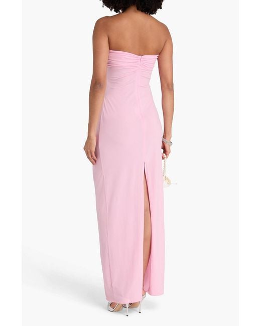 Magda Butrym Pink Strapless Floral-appliquéd Stretch-jersey Maxi Dress