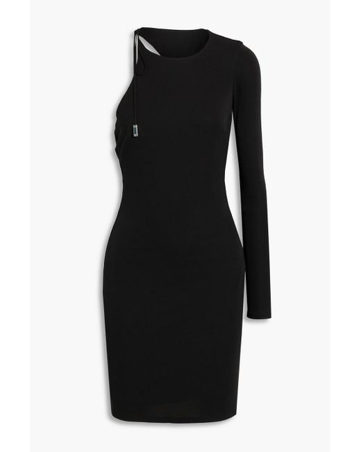 Halston Heritage Black Kayleigh One-sleeve Cutout Jersey Mini Dress