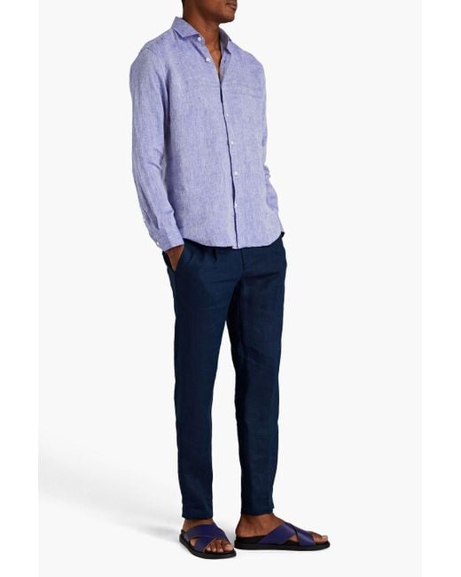 Frescobol Carioca Purple Antonio Linen Shirt for men