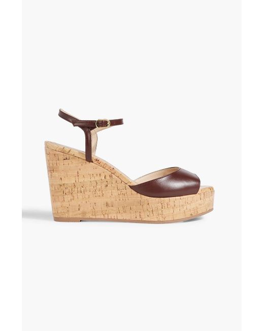 Stuart Weitzman White Palmina Leather Wedge Sandals