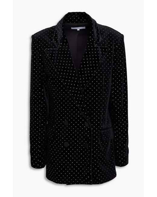 Borgo De Nor Black Quinn Double-breasted Crystal-embellished Velvet Blazer