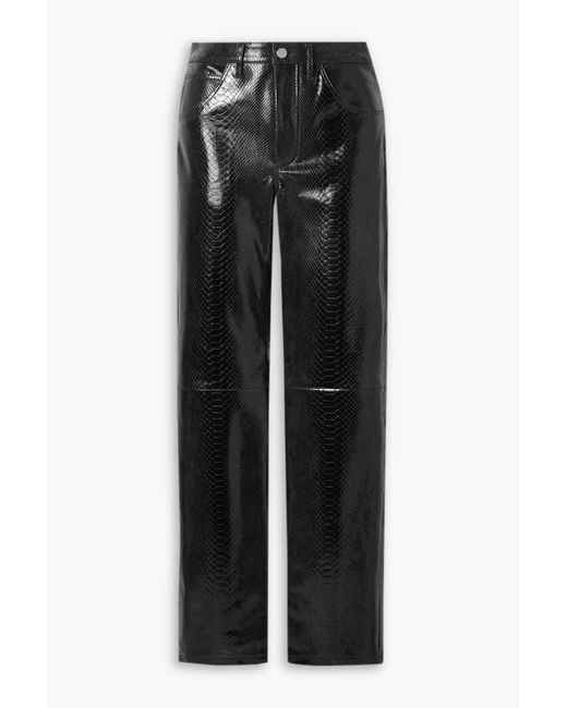 Dodo Bar Or Black Bora Snake-effect Leather Straight-leg Pants