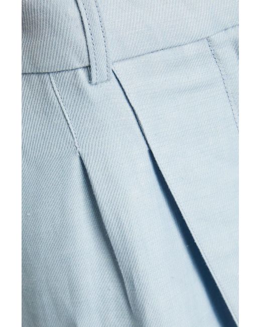 Loulou Studio Blue Pleated Linen-blend Twill Wide-leg Pants