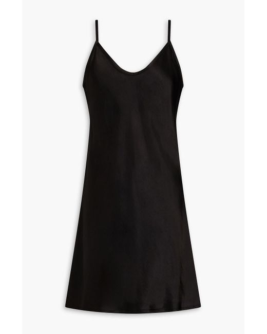 Enza Costa Black Slip dress in minilänge aus glänzendem crêpe
