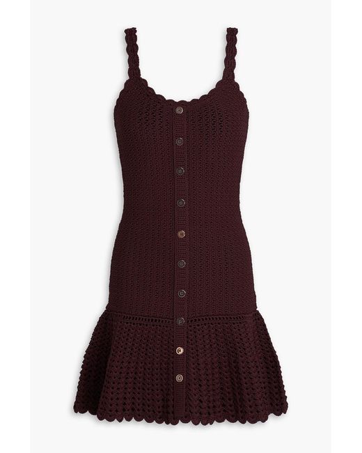 Claudie Pierlot Red Embellished Pointelle-knit Mini Dress