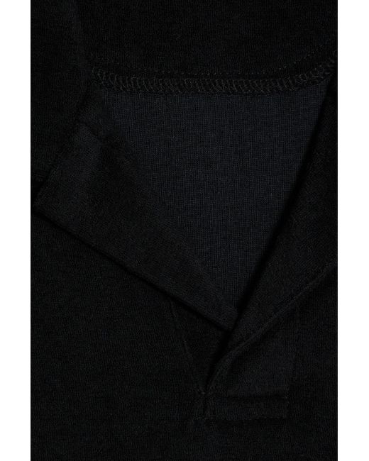 Frescobol Carioca Black Faustino Cotton, Lyocell And Linen-blend Terry Polo Shirt for men