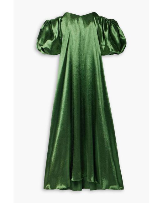 Caroline Constas Green Palmer Off-the-shoulder Satin-crepe Gown