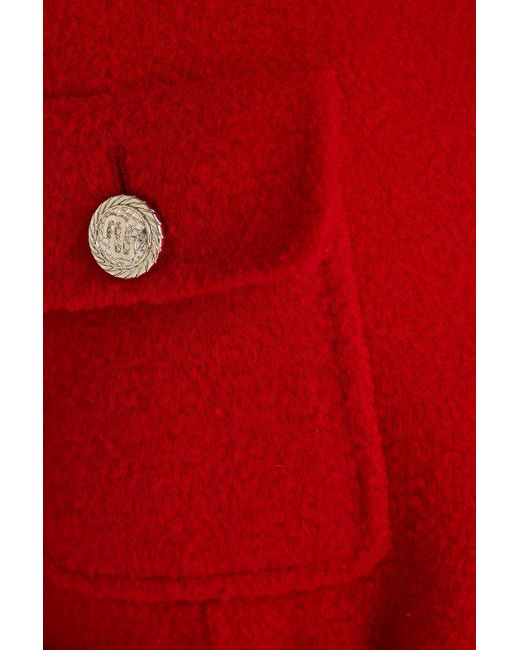 Maje Red Belted Wool-Blend Felt Jacket