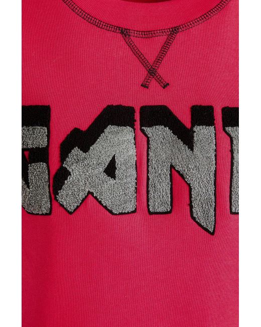 Ganni Embroidered Fleece Sweatshirt