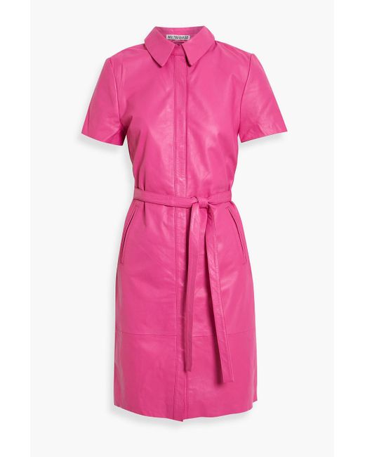 Walter Baker Pink Chloe Leather Mini Shirt Dress