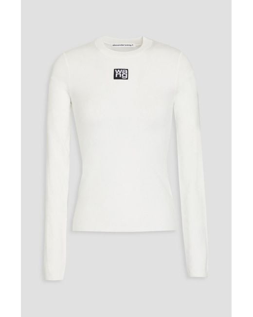 T By Alexander Wang White Printed Jersey Top