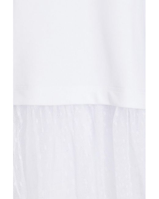 RED Valentino White Point D'esprit-paneled French Cotton-terry Top