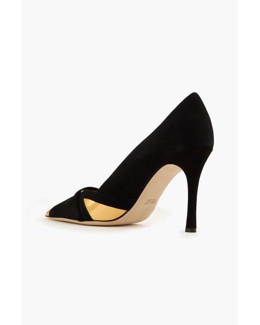 Malone Souliers Black Embellished Suede Pumps