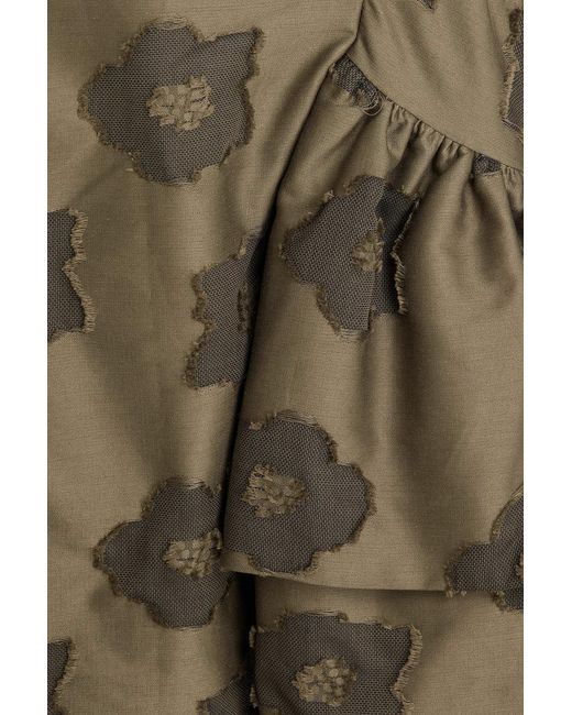 CECILIE BAHNSEN Green Fil Coupé Cotton Mini Skirt