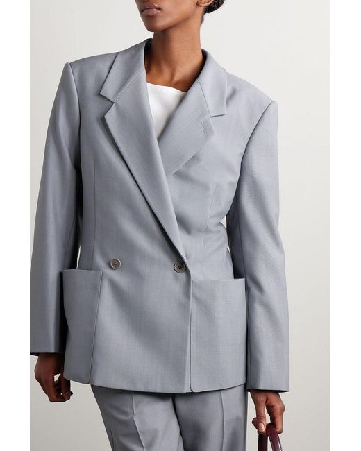 Lemaire Gray Double-Breasted Woven Blazer