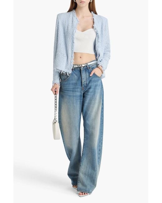 IRO Blue Jacke aus bouclé-strick aus einer baumwollmischung mit fransen