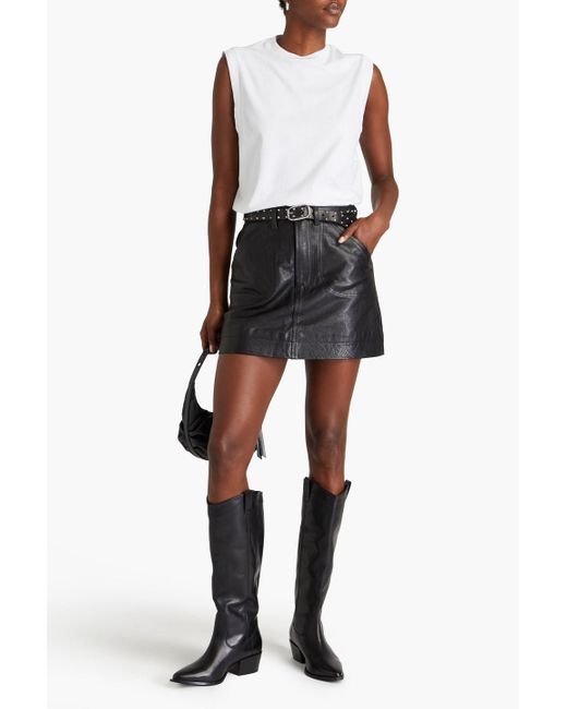 Re/done Black Textured-leather Mini Skirt
