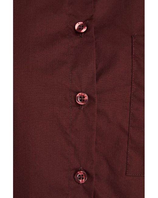 REMAIN Birger Christensen Red Cropped Cotton-poplin Shirt