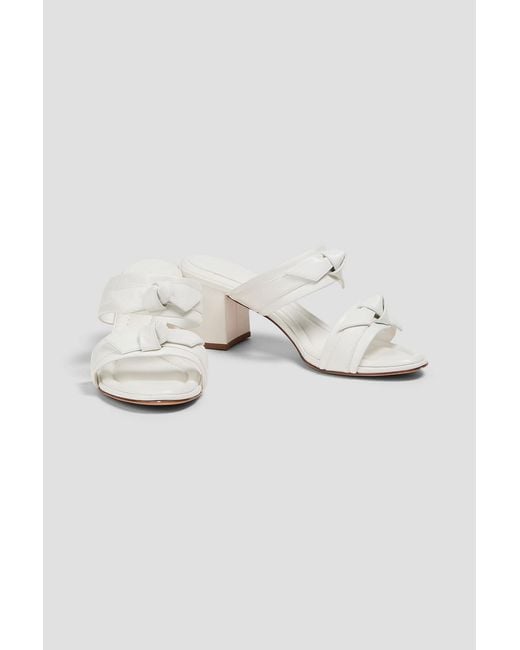 Alexandre Birman White Clarita 60 Bow-detailed Leather Mules