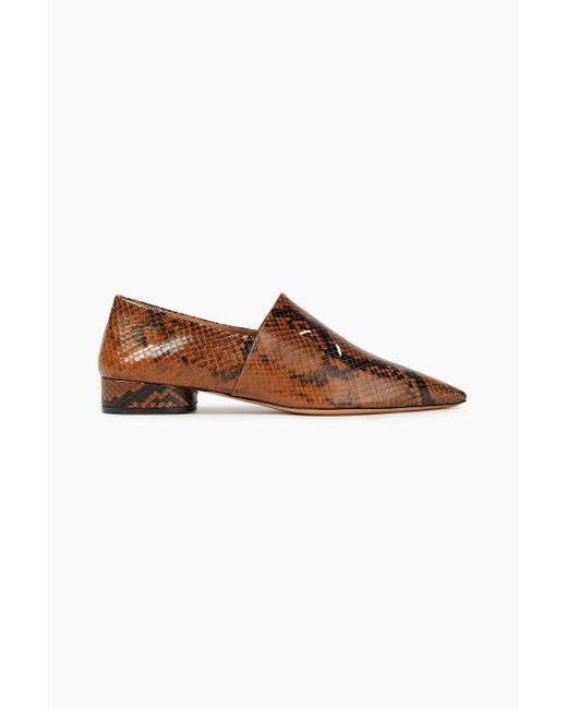 Maison Margiela Brown Snake-effect Leather Loafers