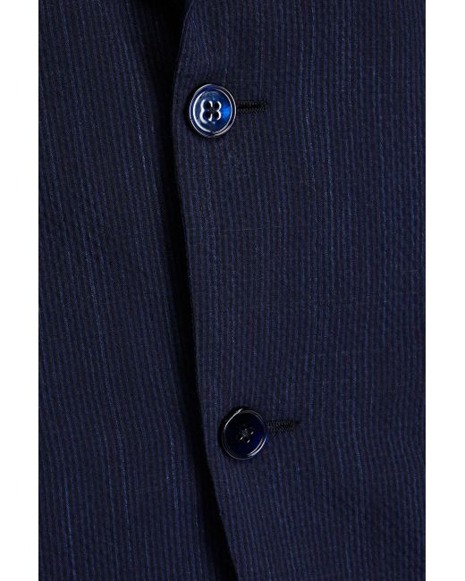 Zegna Blue Striped Wool-blend Seersucker Blazer for men