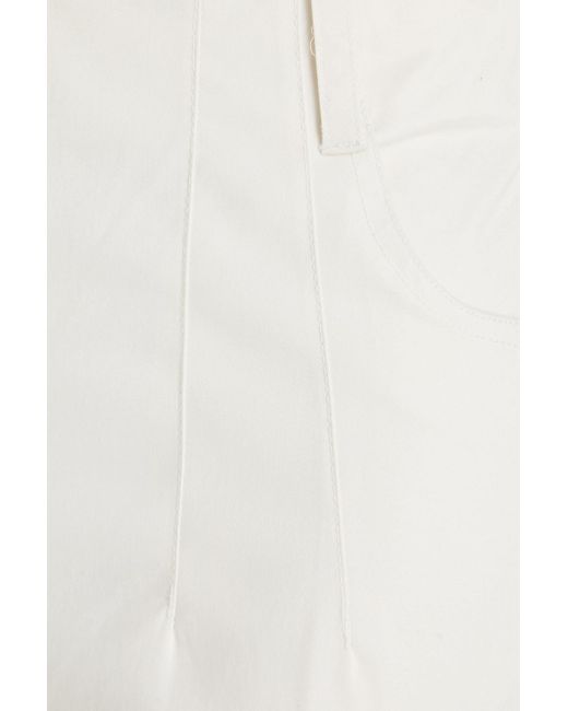 Staud White Luca Cropped Cotton-Blend Twill Wide-Leg Pants