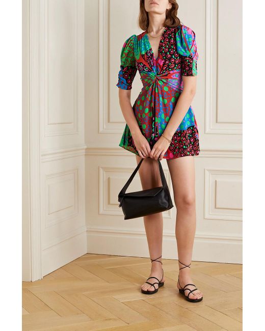 RHODE Red Leanna Twist-front Printed Crepe De Chine Mini Dress