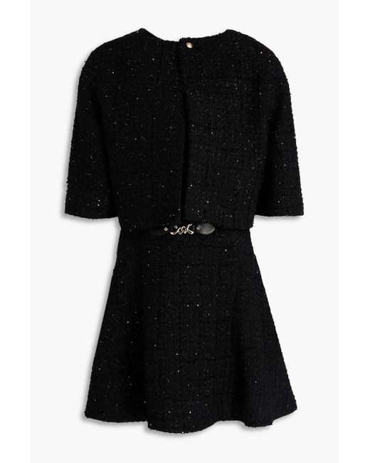 Maje Black Sequin-embellished Metallic Tweed And Jersey Mini Dress And Jacket Set