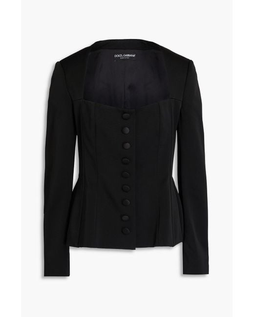 Dolce & Gabbana Black Jacke aus faille mit schößchen